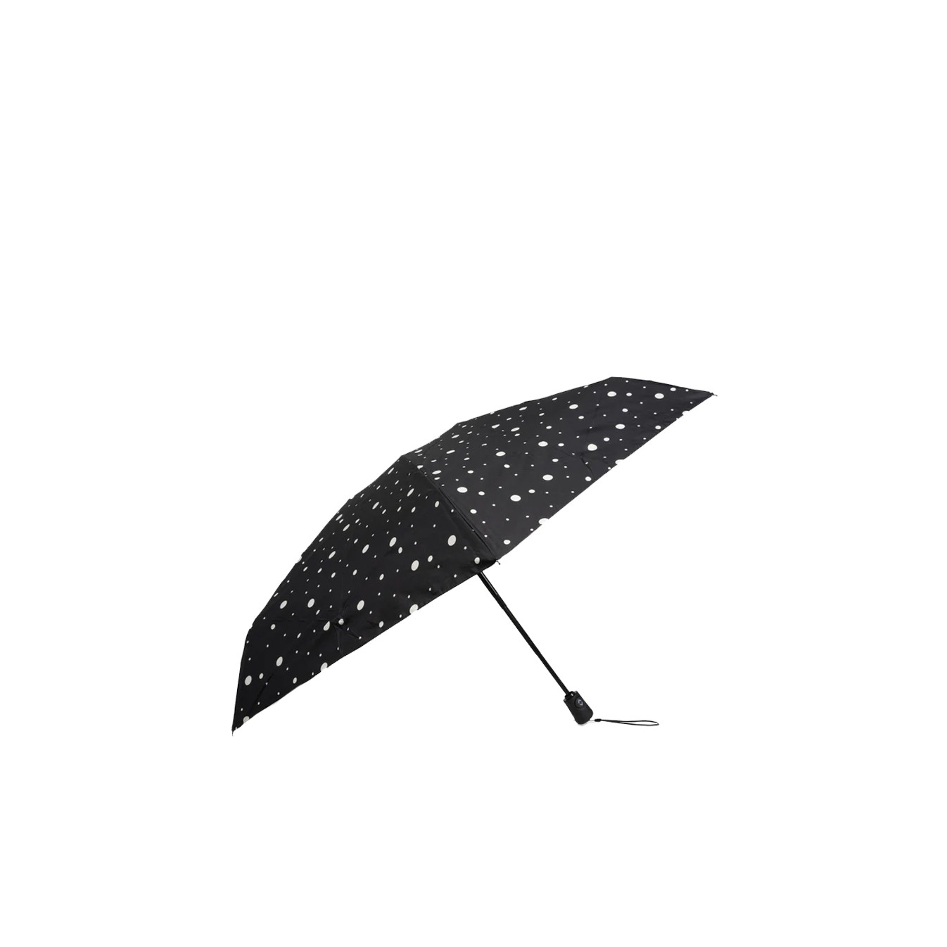 Isotoner Mini Automatic Folding Umbrella Black/Yellow Polka Dot