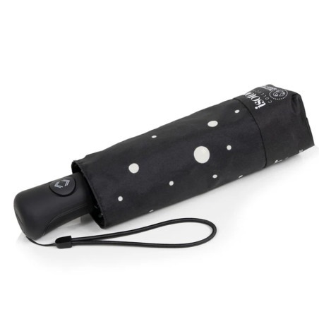 Isotoner Mini Automatic Folding Umbrella Black/Yellow Polka Dot