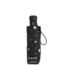 Isotoner Mini Automatic Folding Umbrella Black/Yellow Polka Dot