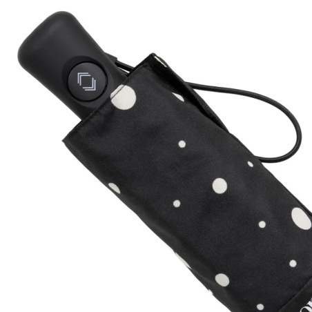 Isotoner Mini Automatic Folding Umbrella Black/Yellow Polka Dot