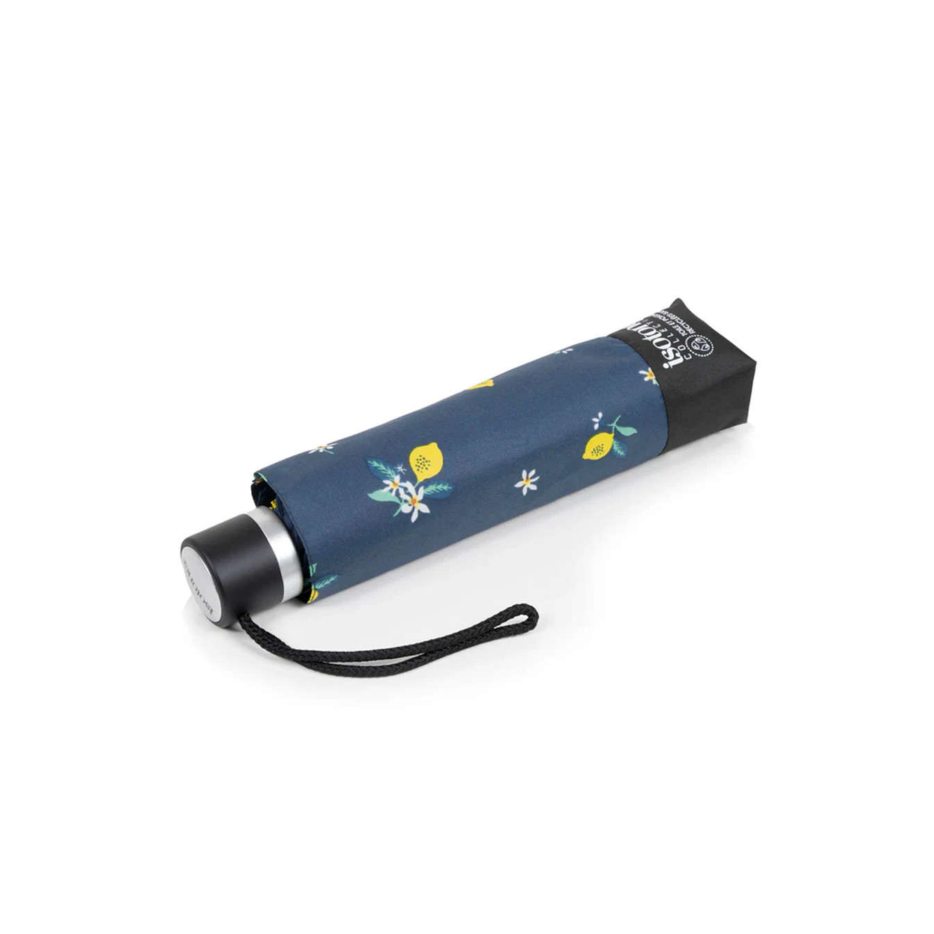 Isotoner Compact Folding Resistant Umbrella Yellow Lemon