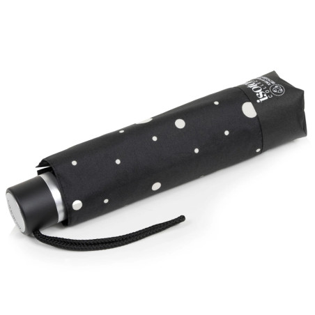 Isotoner Parapluie Femme Pliant Manuel Pois Noir/Jaune côté