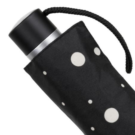 Isotoner Women's Folding Manual Polka Dot Black/Yellow Umbrella