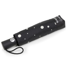 Isotoner Automatic Folding Umbrella Black/Yellow Polka Dot