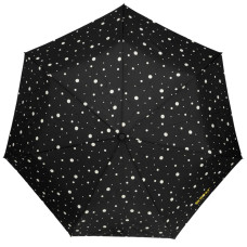 Isotoner Automatic Folding Umbrella Black/Yellow Polka Dot