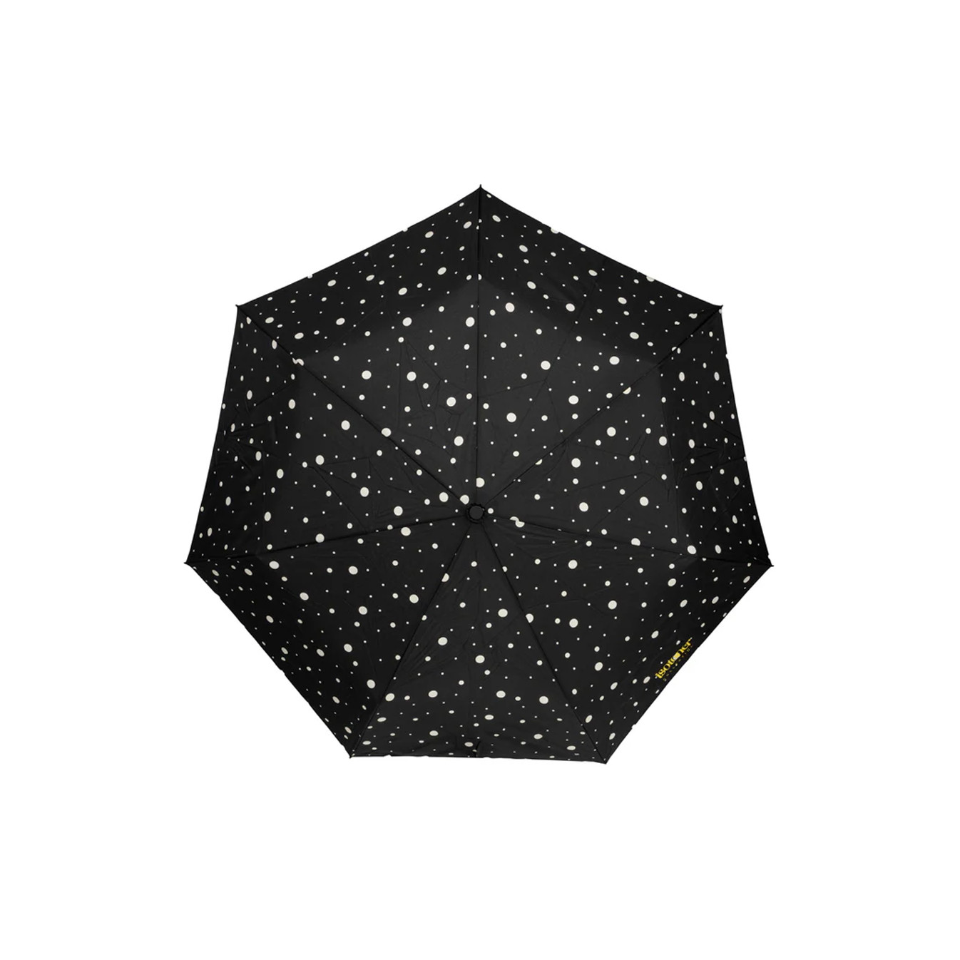 Isotoner Compact Automatic Umbrella Black/Yellow Polka Dot
