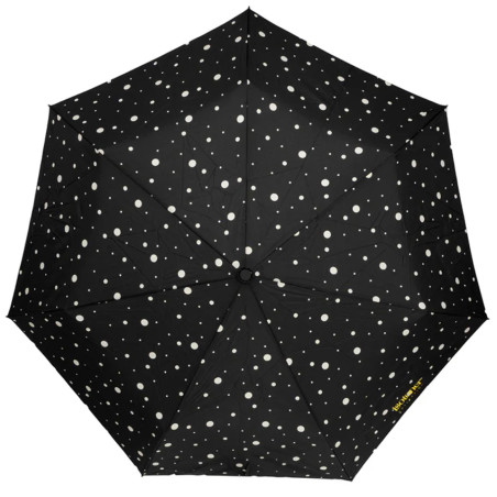 Isotoner Automatic Folding Umbrella Black/Yellow Polka Dot