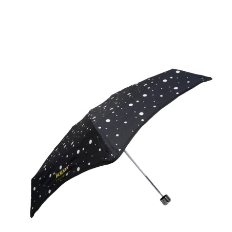 Isotoner Mini X-Tra Solid Folding Umbrella Black/Yellow Polka Dot