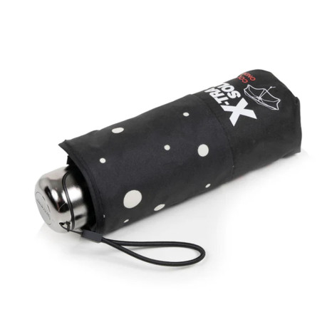 Isotoner Mini X-Tra Solid Folding Umbrella Black/Yellow Polka Dot
