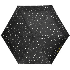 Isotoner Mini X-Tra Solid Folding Umbrella Black/Yellow Polka Dot