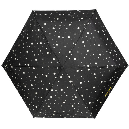 Isotoner Mini X-Tra Solid Folding Umbrella Black/Yellow Polka Dot