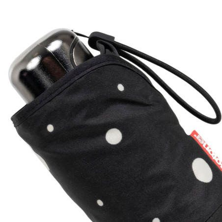 Isotoner Mini X-Tra Solid Folding Umbrella Black/Yellow Polka Dot