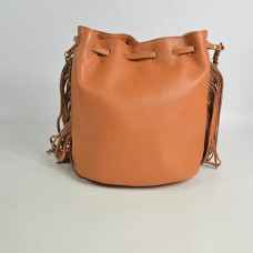 Mila Louise Milea C1 Bucket Bag Fringed Grainy Leather Tan