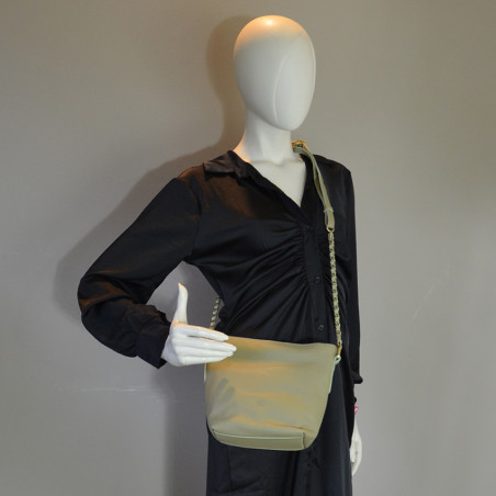 Mila Louise Nita C1 Shoulder Bag Grainy Leather Oyster