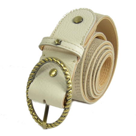 Mila Louise Pale X Iridescent and Grained Adjustable Belt TU Latte