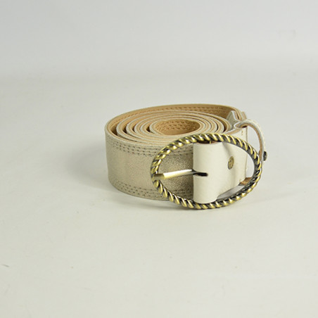 Mila Louise Pale X Iridescent and Grained Adjustable Belt TU Latte