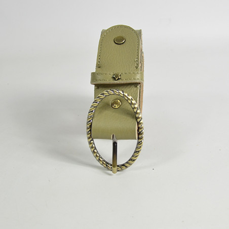 Mila Louise Pale X Iridescent and Grained Adjustable Belt TU Oyster