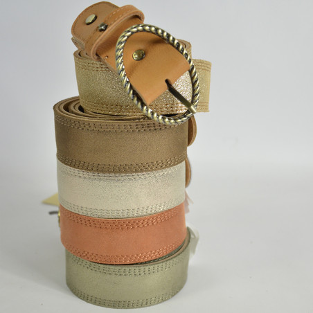 Mila Louise Pale X Iridescent and Grained Adjustable Belt TU Tan