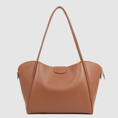 Lancaster Ida Double Large Tote Shoulder Bag 470-86 Camel-In-Orange
