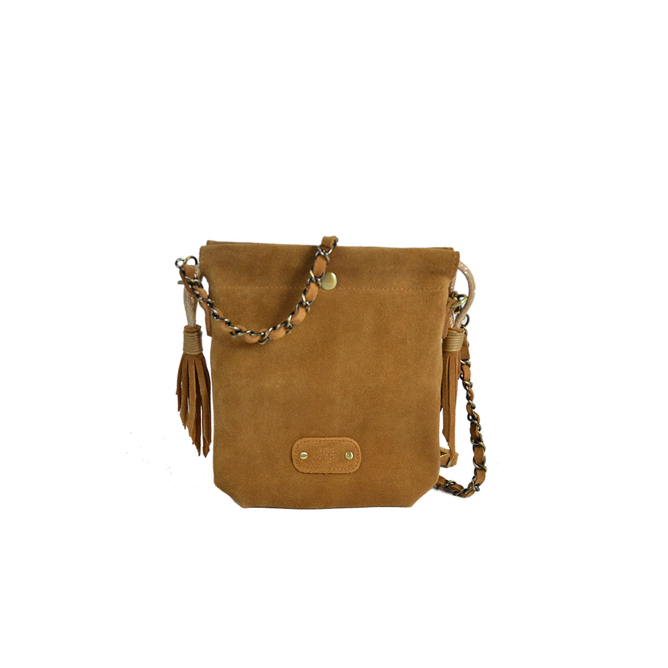 Mila Louise Mai V Sac Pochette Cuir Velours Ambre