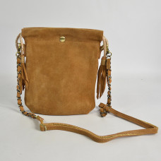Mila Louise Mai V Sac Pochette Cuir Velours Ambre dos