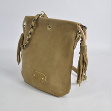 Mila Louise Mai V Velvet Leather Pouch Fossil Bronze