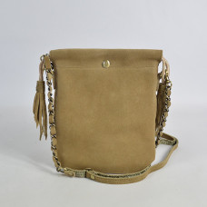 Mila Louise Mai V Velvet Leather Pouch Fossil Bronze