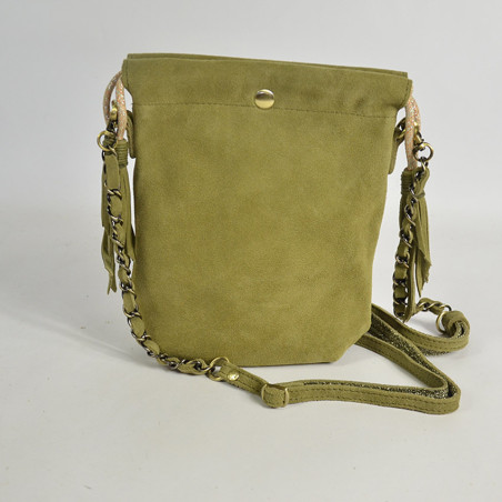 Mila Louise Mai V Velvet Leather Pouch Bag Oyster
