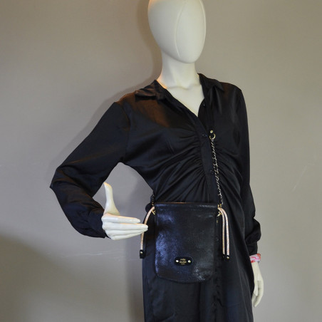 Mila Louise Mai PG2 Sac Pochette Toile Fantaisie Noir porté