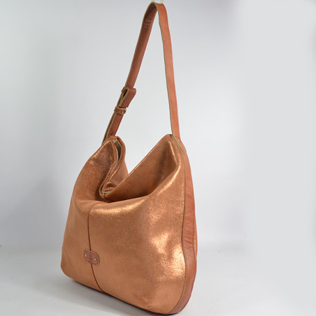 Mila Louise Maeli XC Sac Hobo Cuir Irisé Tan cote