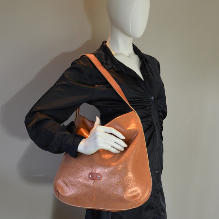 Mila Louise Maeli XC Hobo Bag Iridescent Leather Tan