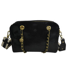 Mila Louise Nell RX Shoulder Bag Iridescent Leather Black