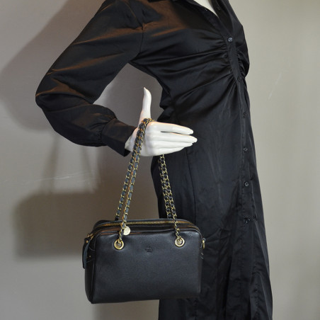 Mila Louise Nell C1 Satchel Grainy Leather Black