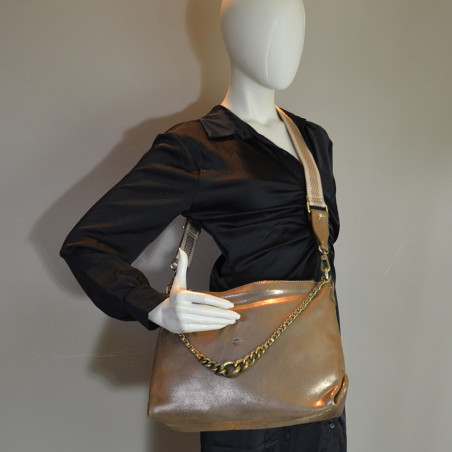 Mila Louise Noeli RX Sac Besace Cuir Bronze Fossil porté