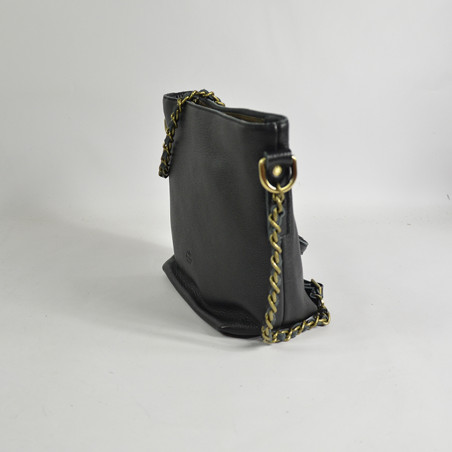 Mila Louise Nita C1 Shoulder Bag Grainy Leather Black