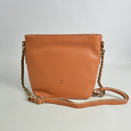 Mila Louise Nita C1 Sac A Bandoulière Cuir Grainé Tan dos