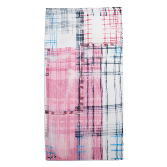 Desigual Grunge Lightweight Checkered Scarf Beige