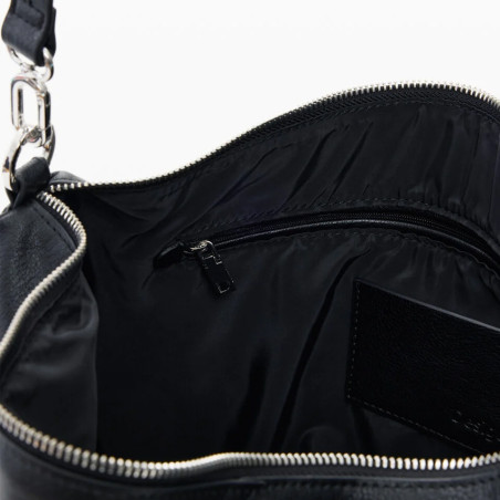 Desigual Half Logo Large Shoulder Bag With Charms Black
