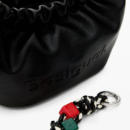Desigual Half Logo Small Pouch Bag With Charms Black