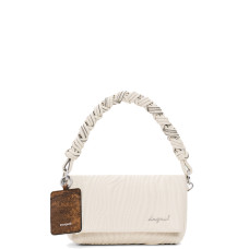 Desigual Helium Small Textured Flap Bag Crudo Beige