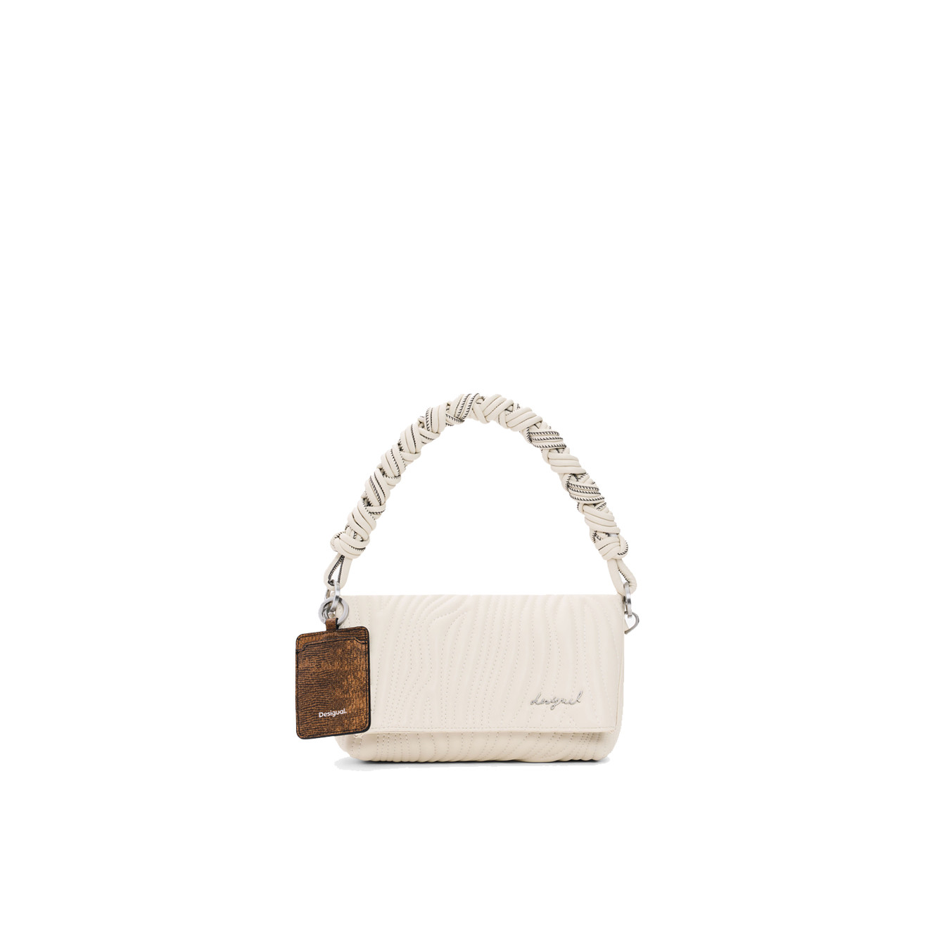 Desigual Helium Small Textured Flap Bag Crudo Beige