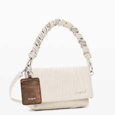 Desigual Helium Small Textured Flap Bag Crudo Beige