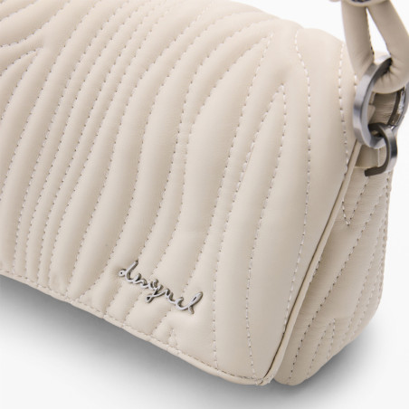 Desigual Helium Small Textured Flap Bag Crudo Beige