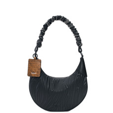 Desigual Helium Half-Moon Embossed Black Bag