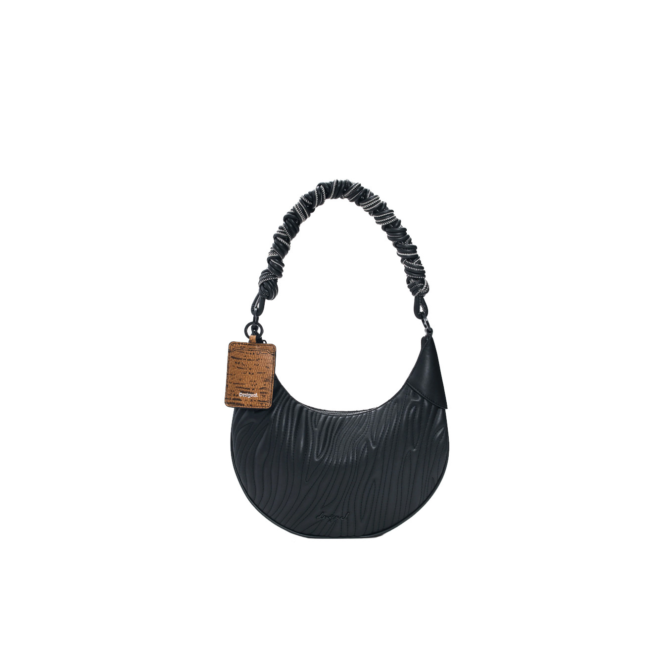 Desigual Helium Half-Moon Embossed Black Bag