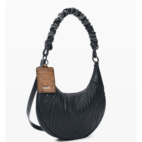 Desigual Helium Half-Moon Embossed Black Bag