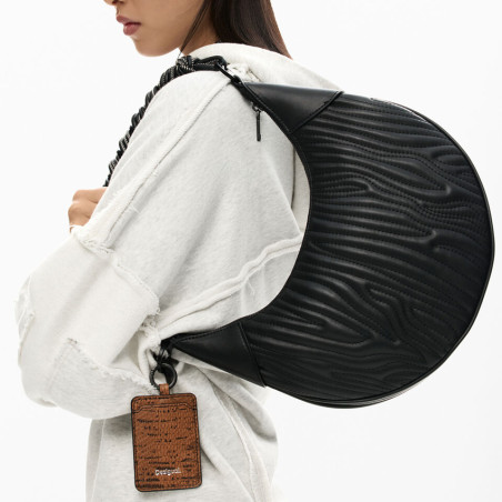 Desigual Helium Sac Demi-Lune En Relief Negro épaule