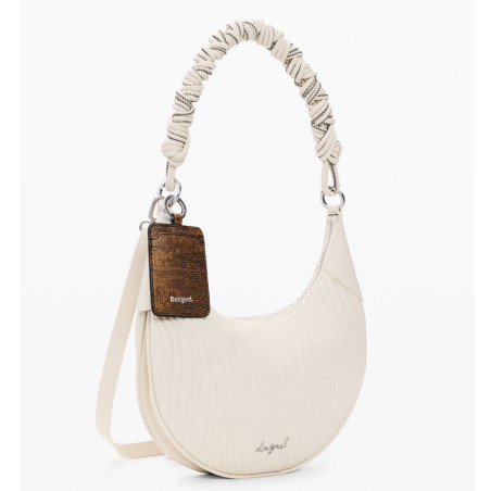 Desigual Helium Demi-Moon Embossed Crudo Beige Bag