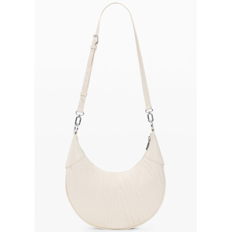Desigual Helium Demi-Moon Embossed Crudo Beige Bag