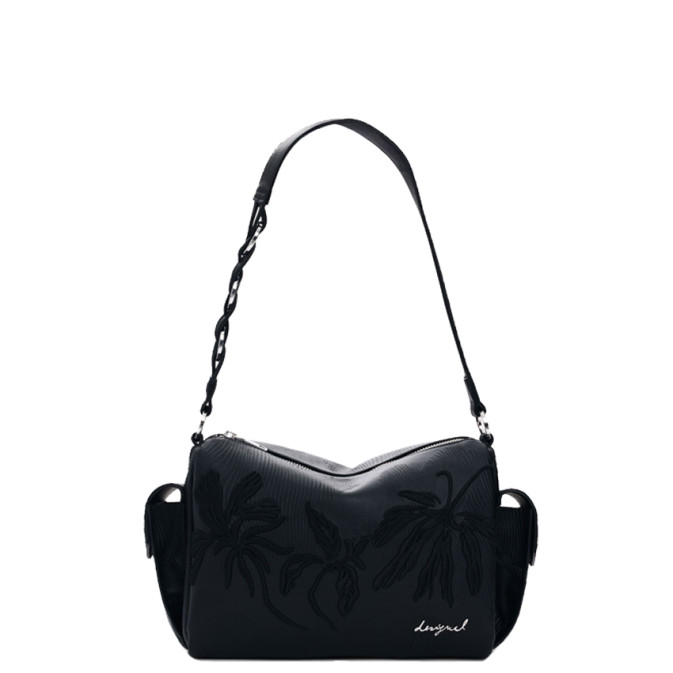 Desigual Mirenis Drawstring Bag M Embroidered With Charms Black